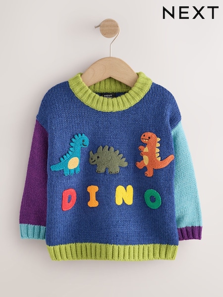 Green/Blue - Character Knitted Crew Neck Jumper (3mths-7yrs)