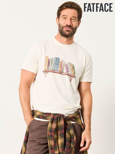Natural - Regular Fatface Bookshelf Graphic Tshirt