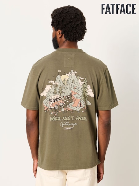 Khaki Green - Regular Fatface Relaxed Fit Vw Fast And Free T-shirt