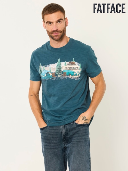 Navy - Regular Fatface Vw Camper Graphic T-shirt