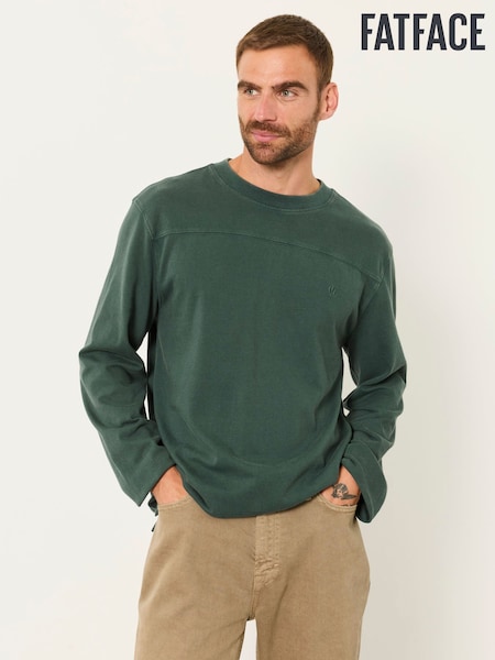 Dark Green - Regular Fatface Long Sleeve Alton T-shirt