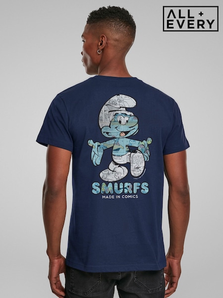 Zils - Regular All + Every The Smurfs Movie Made In Comics Comic Book Pattern Back Print T-shirt