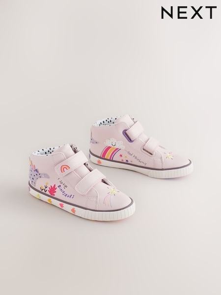 Lilac Purple Dinosaur - Touch Fastening High Top Trainers