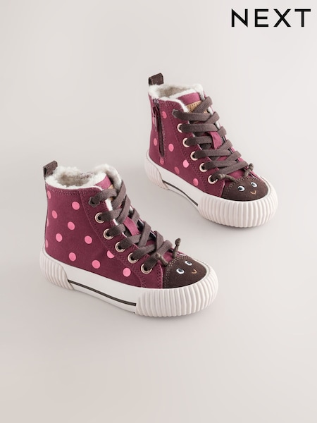 Burgundy Red Ladybird - High Top Trainers
