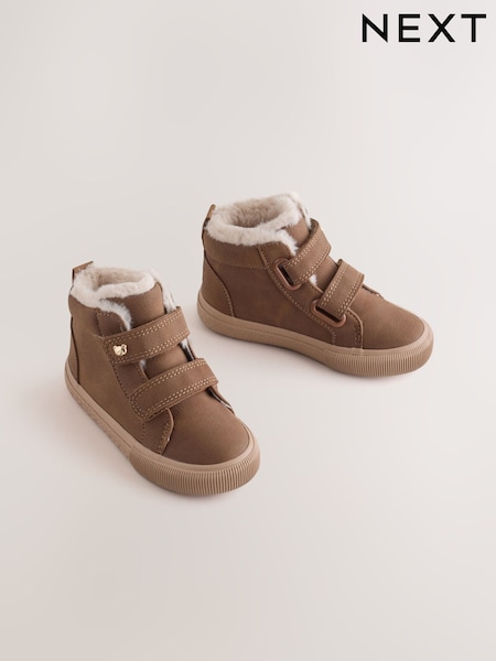 Chocolate Brown - Touch Fastening High Top Trainers