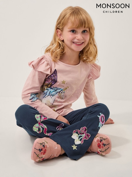 Monsoon Purple Unicorn Embellished Long Sleeve Top (G67612) | €24 - €29