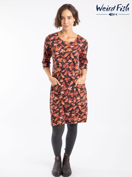 Weird Fish Brown Starshine Printed Jersey Dress (G67758) | €66