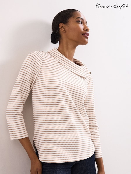 Phase Eight Brown Remy Textured Top (G67807) | AED344