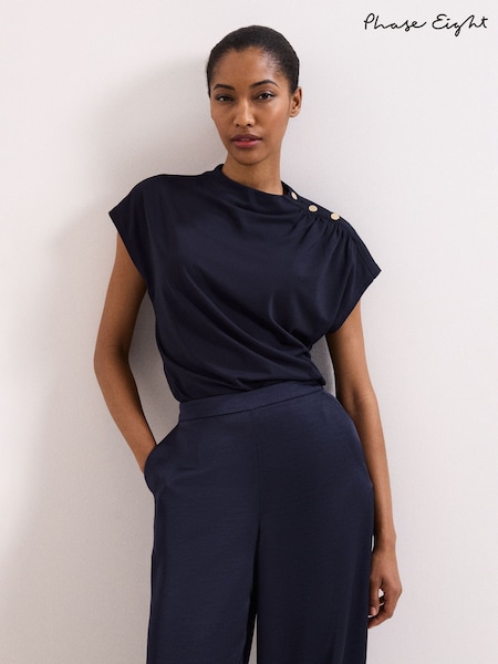 Phase Eight Blue Paige Ponte Top (G67813) | AED227