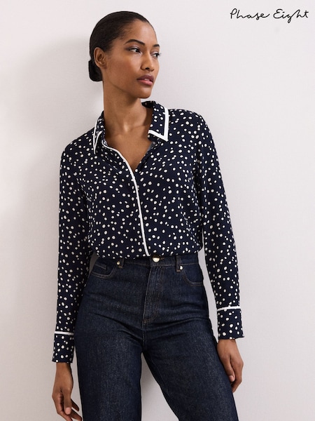 Phase Eight Blue Rita Spot Shirt (G67819) | AED402