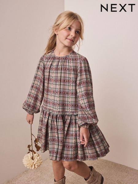 Brown - Check Dress (3-16yrs)