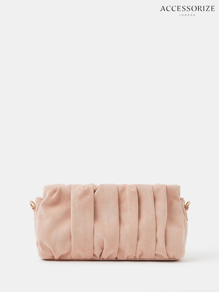 Accessorize Pink Suedette Ruched Clutch Bag (G67934) | 217 QAR