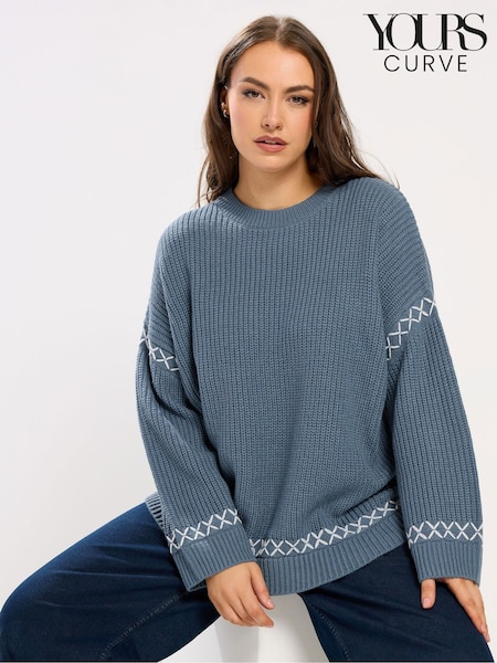 Azul - Yours Curve Blanket Stitch Jumper (G68035) | 45 €