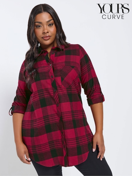 Yours Curve Red Boyfriend Check Shirt (G68052) | €41