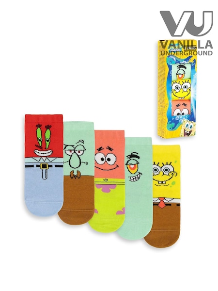 Vanilla Underground SpongeBob SquarePants Calf Socks Set of 5 (G68079) | ‏87 ر.ق.