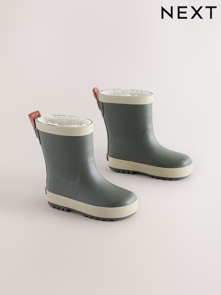 Grün/Khaki - Warm Lined Rubber Wellies