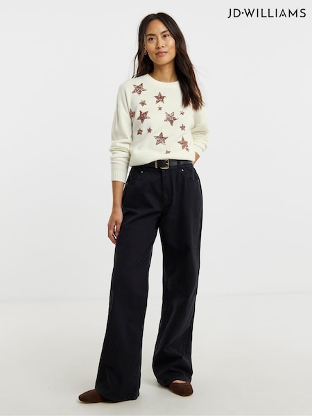 JD Williams Natural Sequin Star Jumper (G68207) | €40