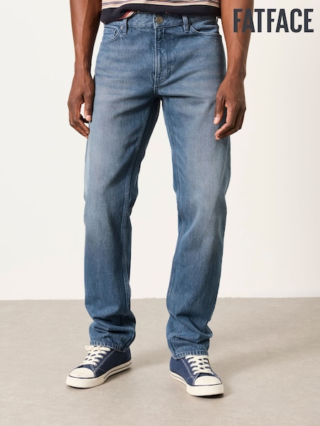 Mid Blue - Regular Fatface Straight Fit Jeans