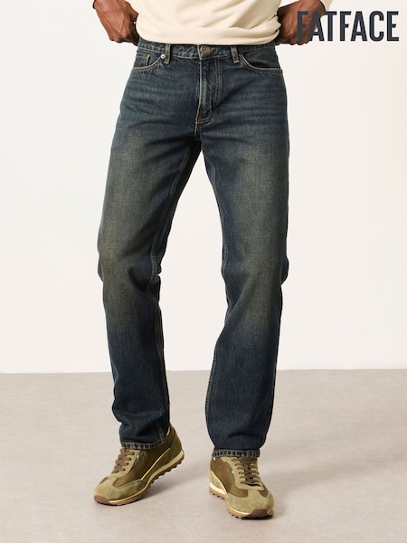 Dark Blue - Regular Fatface Straight Fit Jeans