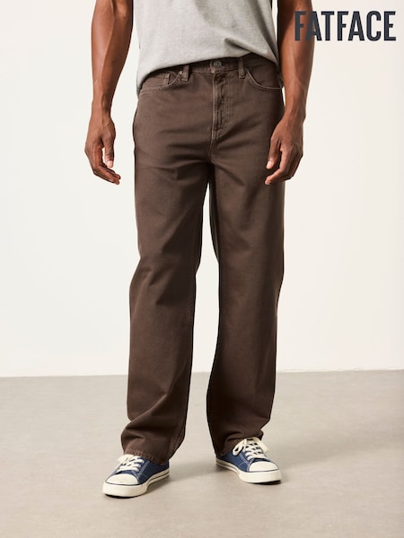 Chocolate Brown - Regular Fatface Relaxed Straight Fit Jeans