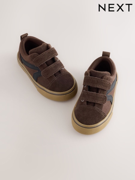 Chokoladebrun - Sneakers med velcro-lukning