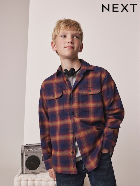 Burnt Orange Check - Long Sleeve Check Shirt (3-16yrs)