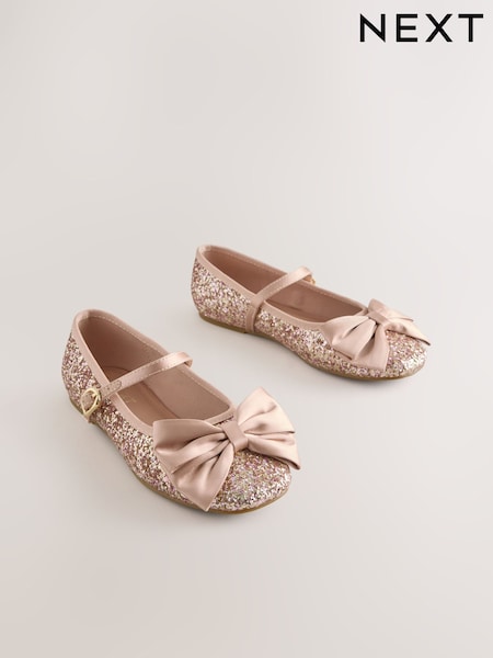 Rose Gold Glitter - Bow Mary Jane Shoes