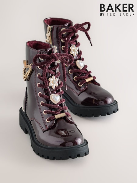 Berry Red - Baker By Ted Baker Charm Lace Up Boots