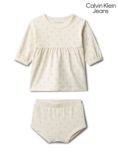 Calvin Klein Jeans Cream Logo Dress (G68602) | € 79