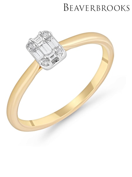 Beaverbrooks Gold Tone 9ct Yellow Diamond Cluster Engagement Ring (G68610) | €1,143