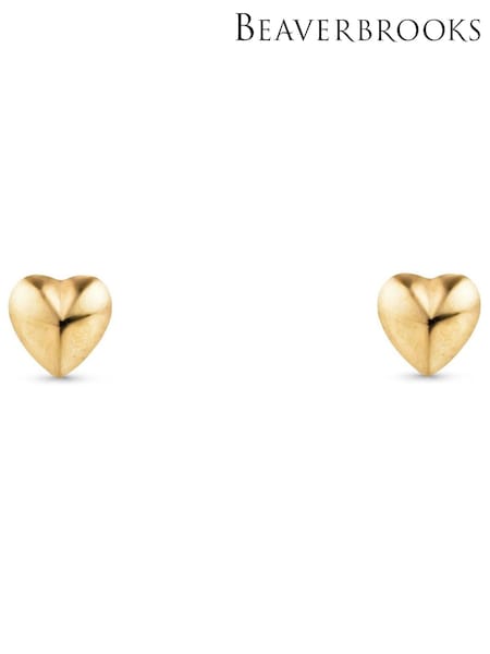 Beaverbrooks Childrens 9ct Yellow Gold Plated Heart Earrings (G68618) | €86