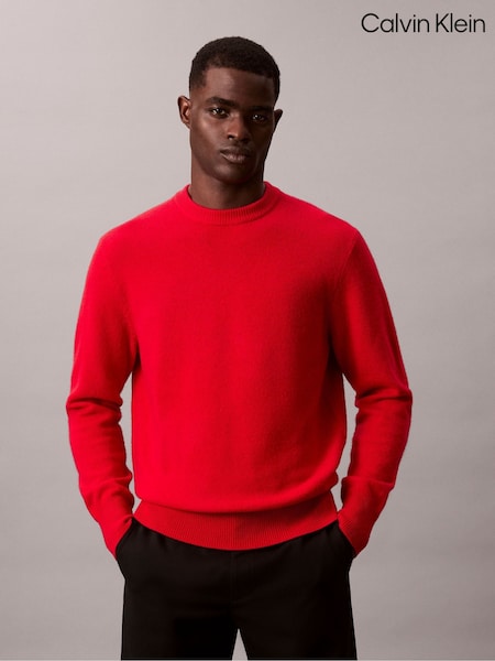 Calvin Klein Red Cosy Wool Crewneck Jumper (G68657) | €193