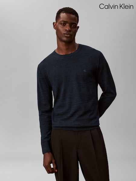 Calvin Klein Blue Merino Wool Classic Jumper (G68664) | €156