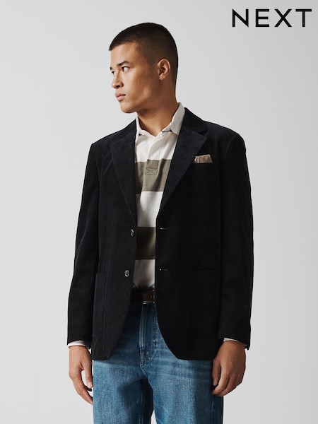 Black - Regular Fit Corduroy Blazer