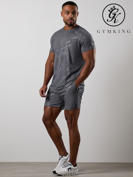 Gym King Grey Debossed Camo Shorts (G68792) | €52