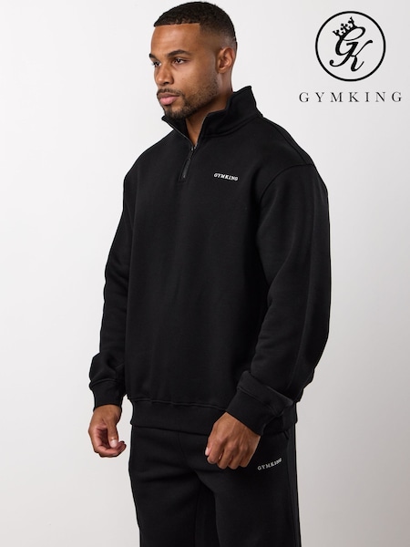 Gym King Black Fundamental Linear 1/4 Zip Funnel Jumper (G68802) | €63.50