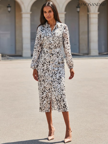 Sosandar Leopard Print Belted Shirt Dress (G68837) | € 99