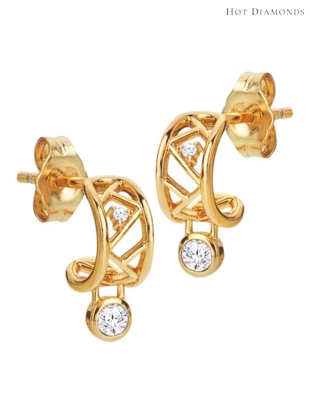Hot Diamonds Gold Tone HD X GE Revolve Earrings (G68848) | 411 QAR