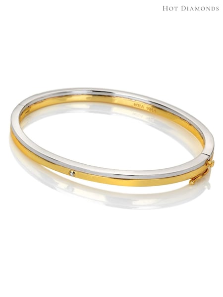 Hot Diamonds Sterling Silver Parellel Two Tone Bangle (G68852) | SGD 443
