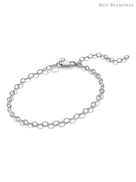 Hot Diamonds Sterling Silver Diamond Cut Oval Bracelet (G68858) | 255 QAR