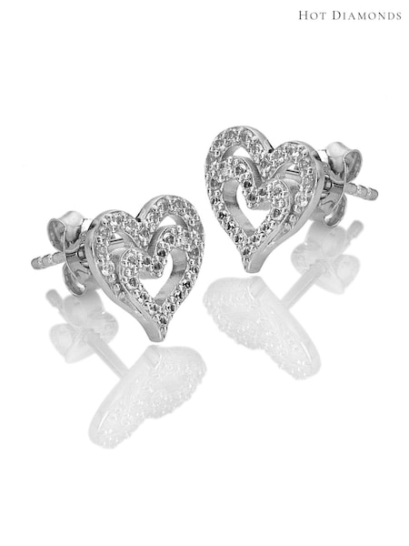 Hot Diamonds Sterling Silver Shimmer Heart Earrings (G68868) | 670 QAR