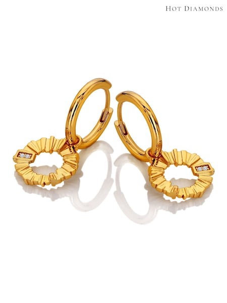 Hot Diamonds Gold Tone HD X GE Believe Hoop Earrings (G68869) | 618 QAR