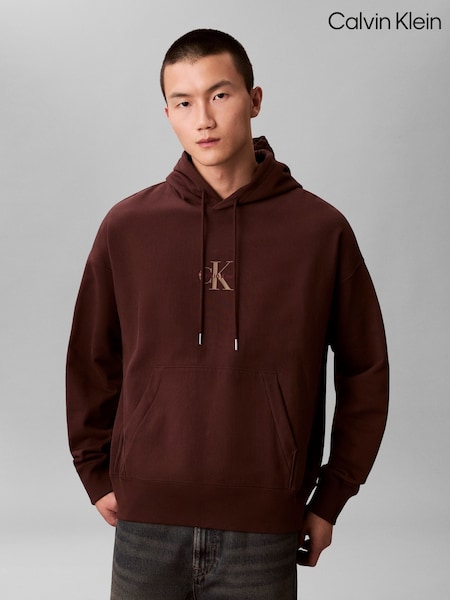 Calvin Klein Brown Monologo Premium Fleece Sweat Top (G68892) | €156