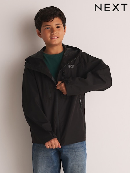 Black - Superdry Waterproof Windcheater Coat