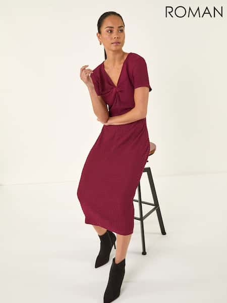 rdeča - Roman Petite Textured Twist Midi Dress (G69125) | € 59