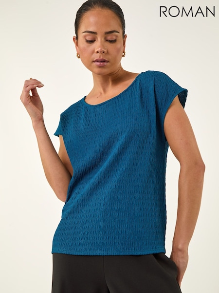 Roman Blue Petite Sleeveless Textured Stretch T-Shirt (G69126) | R$ 385