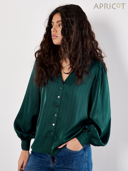 Apricot Satin Stripe Open Collar Blouse (G69151) | 55 €