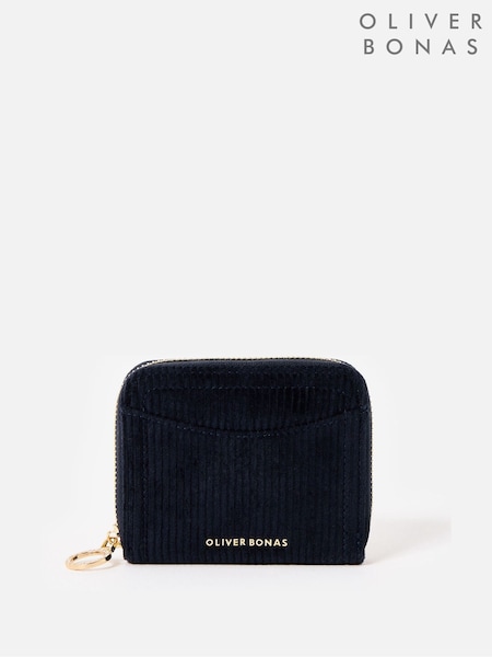 Oliver Bonas Blue Lola Corduroy Zip Around Purse (G69170) | €33