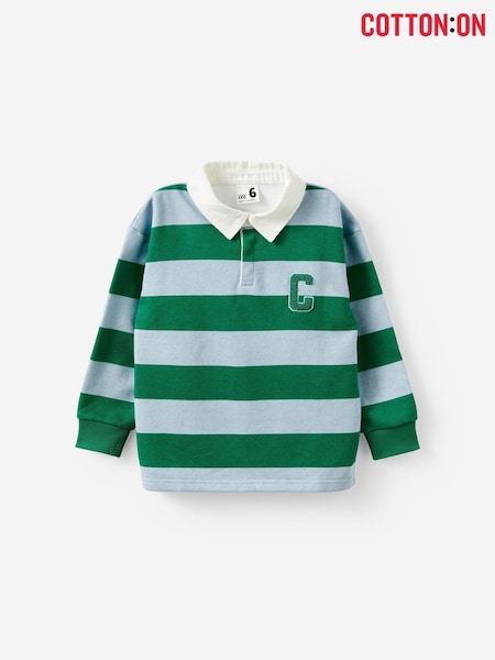 Cotton On Blue Marl Rugby Polo Fleece Top (G69214) | €24