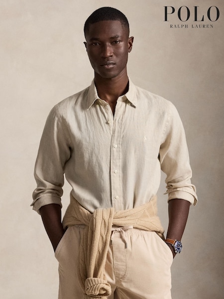 Naravni - Regular Polo Ralph Lauren Long Sleeve Linen Shirt
